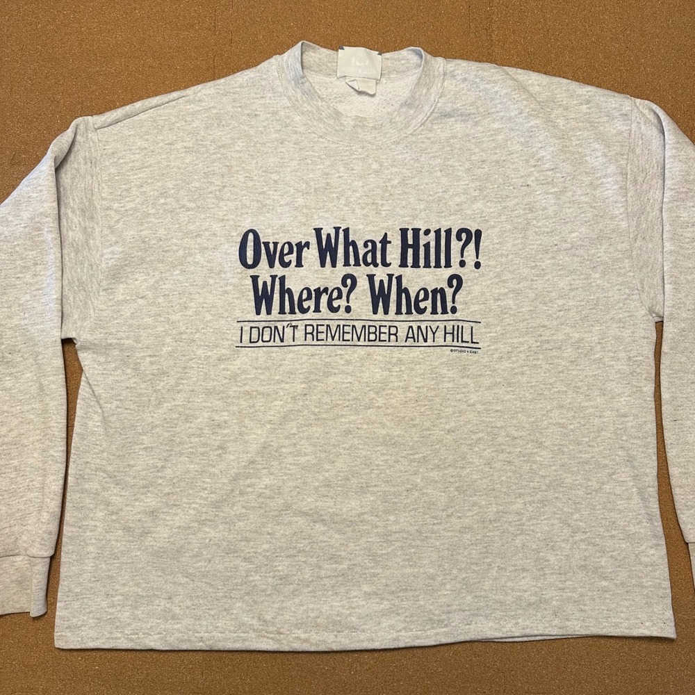 Lee Sweatshirt Mens XL Gray Vintage Over What Hill Novelty Graphic Made in USA